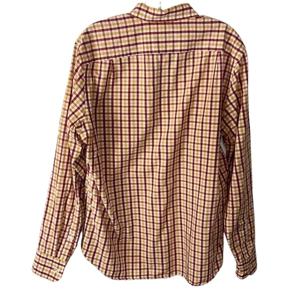 J. Crew Factory Button Down Shirt Men's M Fitted Red Gold Check 100% Cotton - Picture 3 of 13